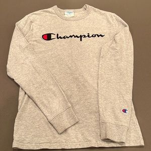 Champion, men’s long sleeve t- shirt, grey, size small